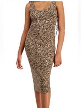 Bar III Leopard-Print Bodycon Dress in Tan and Black size large nwt